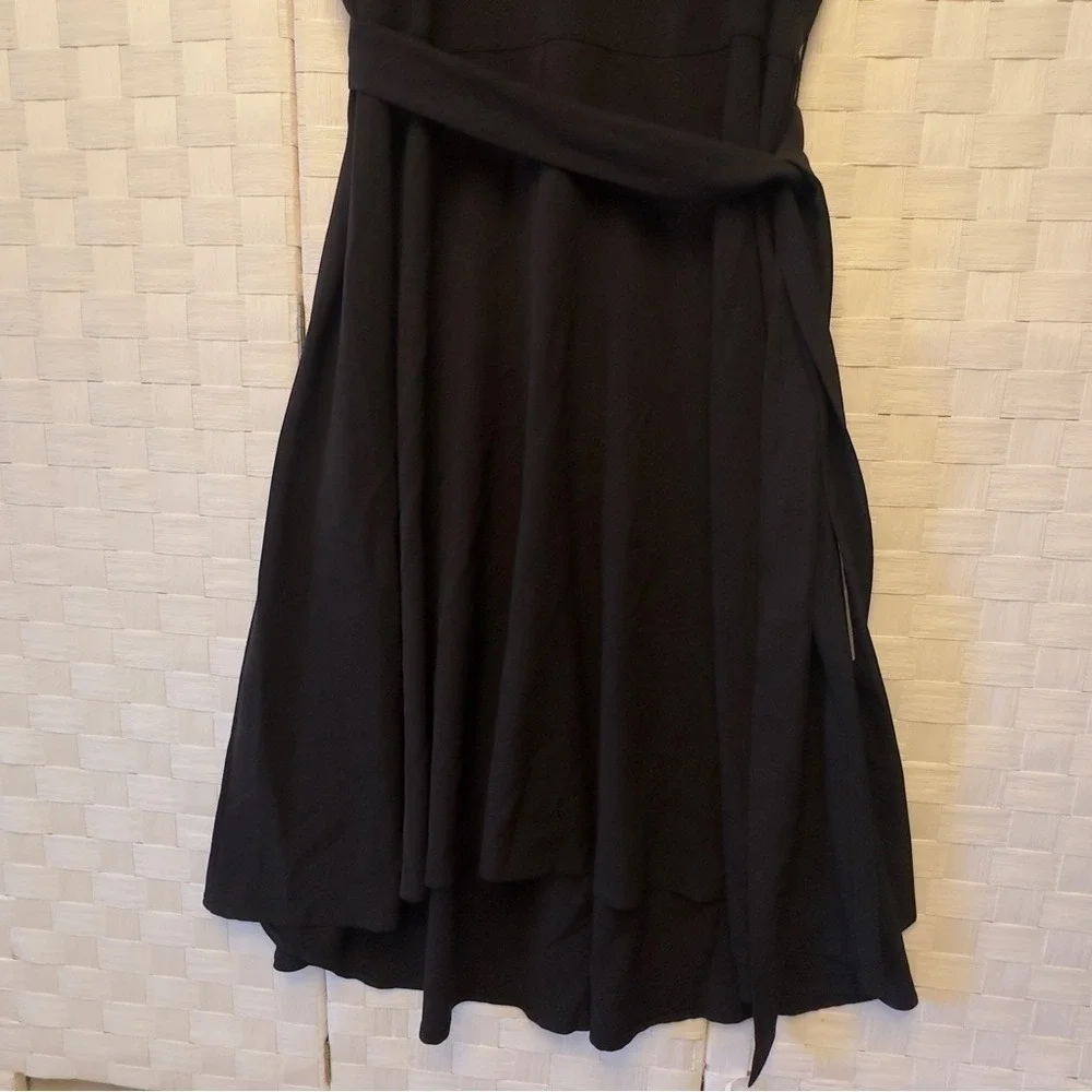 Lane Bryant Black High-Low Midi Dress Plus Size 20 Short Sleeve Tie Waist 584877